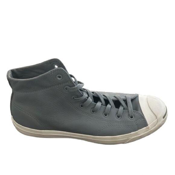 GUC Converse Jack Purcell Signature Leather Gray High-Top Sneakers. Size 12 - Picture 1 of 9